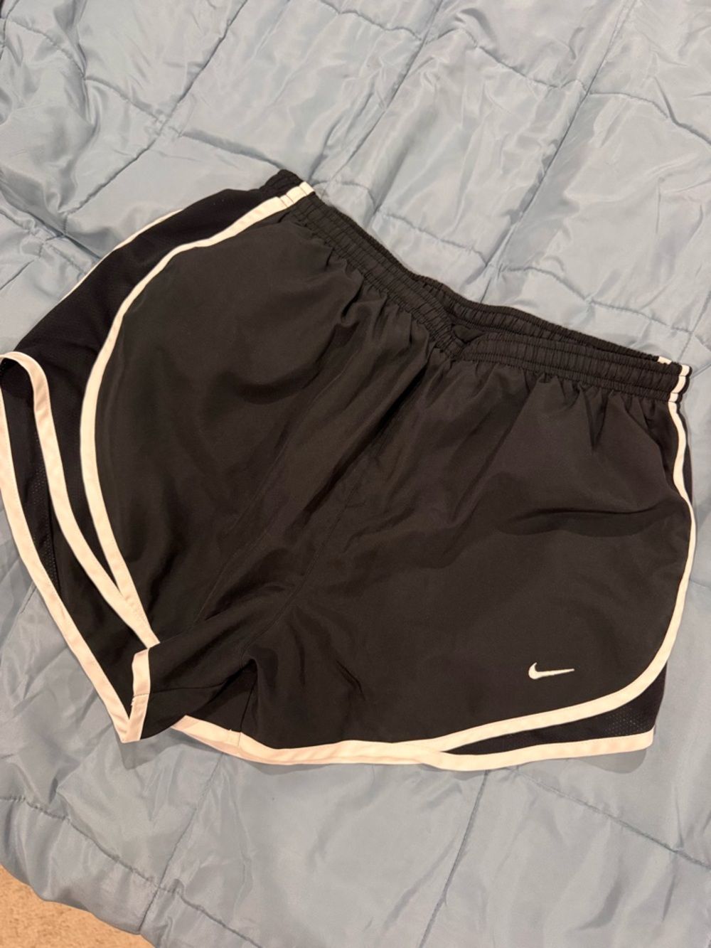 Nike Women's Black Dri-fit Shorts with White Trim Size M